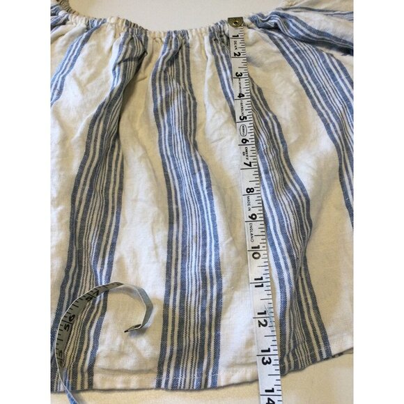 Tularosa Women Striped Off Shoulder Linen Tassel Blouse Top 3/4 Sleeve SZ Small - Picture 8 of 10
